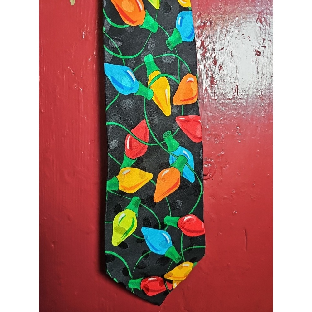 CHRISTMAS LIGHTS ADDICTION MENS NECK TIE‎ 100% Silk Holiday Necktie Multicolored